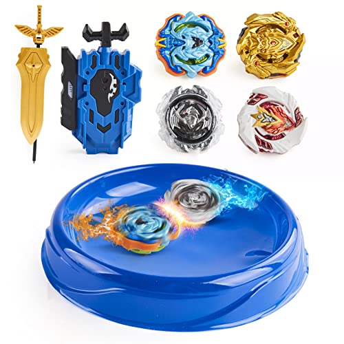 Bey Battling Tops Burst Toy Game Set 4 Spinning Metal Fusion Tops 2 Launchers Battle Gyro Battling Tops 1 Arena Great Birthday Gift for Children Kids Boys Ages 6+