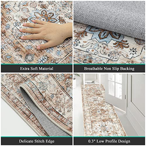 Pauwer Hallway Runner Rug 2'x6', Boho Washable Runner Rugs with Rubber Backing, Oriental Non Slip Carpet Runner for Hallways, Farmhouse Rug Runners for Kitchen Laundry Room Entryway Bathroom