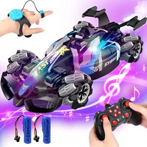 vansmago remote control car, 1:12 scale 4wd f1 race car, 2.4ghz rc stunt drift cars toy with gesture sensing,360° rotation, lights, music & steam spray, for kids age 6-12 year old