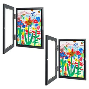 kids art frame front opening holds 150 a4, kids artwork display frame interchangeable, storage 3d picture display, children art projects, schoolwork, crafts, drawing 11.8''x8.3''x0.78'' (2pcs black)