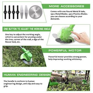 dsfen Electric Lawn Mower Rechargeable Li-ion Battery Cordless Grass Trimmer Auto Release Household Portable Garden Home Trimming Machine for Gardening Green