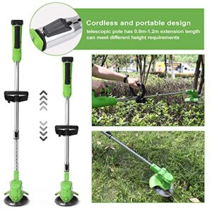 dsfen Electric Lawn Mower Rechargeable Li-ion Battery Cordless Grass Trimmer Auto Release Household Portable Garden Home Trimming Machine for Gardening Green