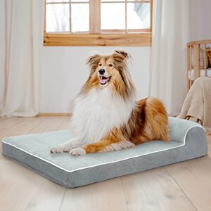 Orthopedic Dog Bed, Thicken Gel Memory Foam Dog Bed Pillow with Removable Washable Cover and Anti-Slip Bottom, Waterproof Liner