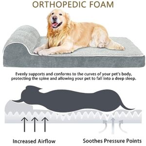 Orthopedic Dog Bed, Thicken Gel Memory Foam Dog Bed Pillow with Removable Washable Cover and Anti-Slip Bottom, Waterproof Liner