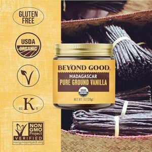 Organic Pure Ground Vanilla Powder | Pure Madagascar Grade A Ground Vanilla Beans for Bakers, Chefs, Ice Cream Makers, and Home Cooks | Beyond Good Vanilla