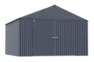 arrow shed elite 12' x 12' outdoor lockable gable roof steel storage shed building, anthracite