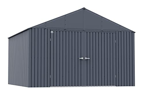 Arrow Shed Elite 12' x 12' Outdoor Lockable Gable Roof Steel Storage Shed Building, Anthracite