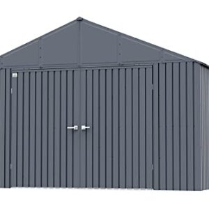 Arrow Shed Elite 12' x 12' Outdoor Lockable Gable Roof Steel Storage Shed Building, Anthracite