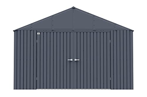 Arrow Shed Elite 12' x 12' Outdoor Lockable Gable Roof Steel Storage Shed Building, Anthracite