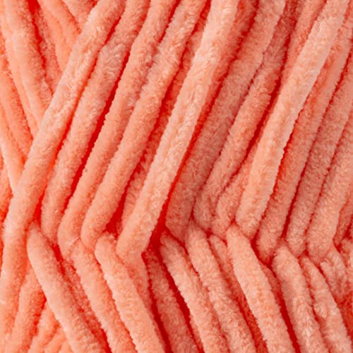 Sensy Velvet Yarn for Crocheting, Baby Blanket Yarn, Chenille Yarn, Amigurumi Yarn, 3.5 oz, 132 Yards, Gauge 5 Bulky (Salmon)