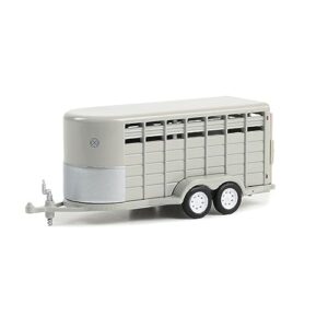14-foot livestock trailer gray hitch & tow trailers series 1/64 diecast model by greenlight 30424