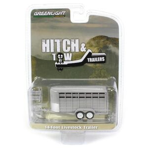 14-Foot Livestock Trailer Gray Hitch & Tow Trailers Series 1/64 Diecast Model by Greenlight 30424