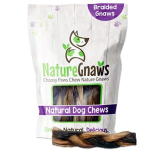 nature gnaws braided gnaws for dogs - premium natural beef dog chew treats - combo of bully sticks, gullet jerky and tripe twists - rawhide free