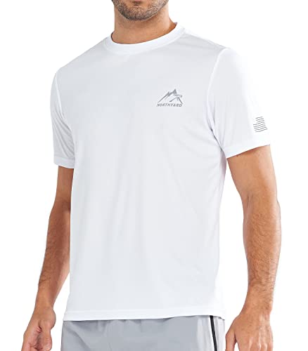 NORTHYARD Men's UPF 50+ UV Sun Protection Shirts SPF Quick Dry Short Sleeve T-Shirts for Active Hiking Fishing Swim White M