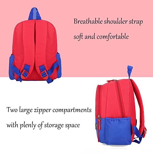 JBin Rich Little Kids Toddler Backpack,Preschool Red Backpack for Boys and Girls Ages 2-5 Years Old