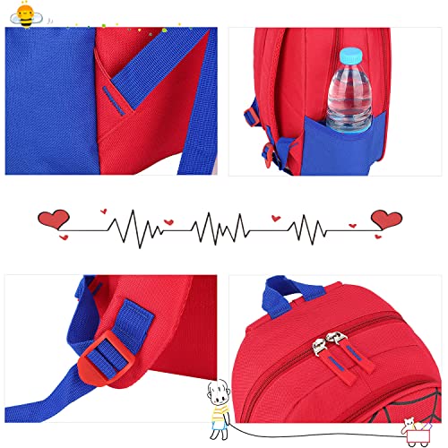 JBin Rich Little Kids Toddler Backpack,Preschool Red Backpack for Boys and Girls Ages 2-5 Years Old