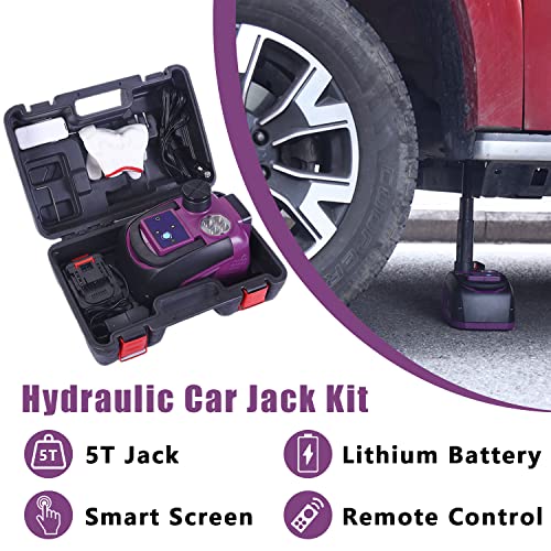 Mautyke Car Jack Hydraulic Kit Rechargeable Electric Floor Jack 5 Ton with Cordless Remote Control & Automotive SUV Trailer Truck Lift Jack Stand for Emergency Tire Changing Gato Hidraulico Para Carro