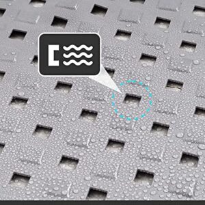 Shower Bathtub Mat Non-Slip, Machine Washable Shower Mat with Suction Cups and Drain Holes Square Bath Tub Mat for Tub or Shower Room for Kids & Elderly 21x21 Grey