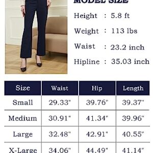 FHMLS Women's Fit Straight Leg Suit Pant,Ease into Comfort Bootcut Pant with Elastic Band, Office Business Casual Work Pants with Pockets (Navy, XXL)