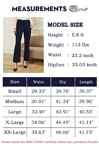 FHMLS Women's Fit Straight Leg Suit Pant,Ease into Comfort Bootcut Pant with Elastic Band, Office Business Casual Work Pants with Pockets (Navy, XXL)