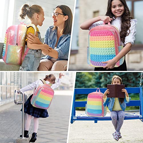 GetWill Pop Backpack for Girls Kids School Backpack, Large Capacity Lightweight Preschool Elementary Kindergarten Kids School Bookbag for Girls Back to School Gifts(14.5L)