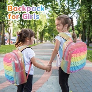 GetWill Pop Backpack for Girls Kids School Backpack, Large Capacity Lightweight Preschool Elementary Kindergarten Kids School Bookbag for Girls Back to School Gifts(14.5L)