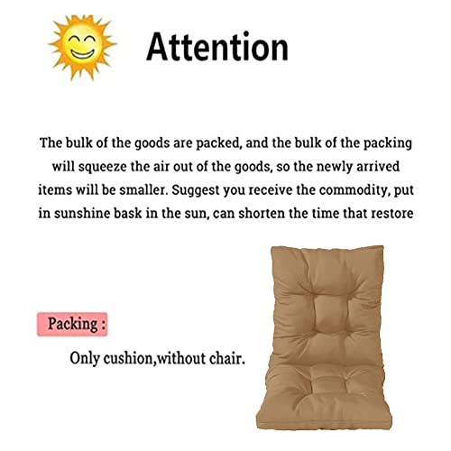 SEAHOME Waterproof Outdoor Seat Back Chair Cushion, Spring/Summer Seasonal All Weather Replacement Cushions, Tufted Pillow Rocking Chair Cushion Indoor,High Back Cushion with Ties (Khaki)