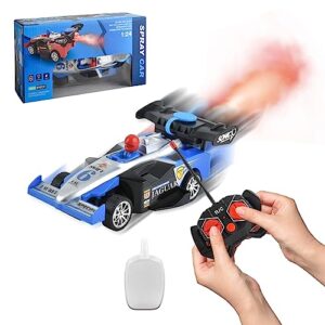mqdmini remote control car toy - kids spray remote control formula racing car, ch 5 wheel drive spray car with lights boys girls, f1 rc race cars birthday gifts for kids 3 4 5 years old（blue）