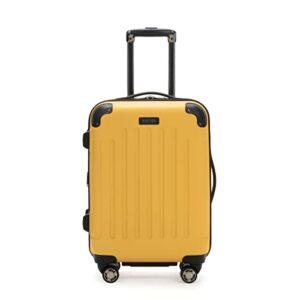 kenneth cole reaction retrogade luggage expandable 8-wheel spinner lightweight hardside suitcase, honey butter, 20-inch carry on
