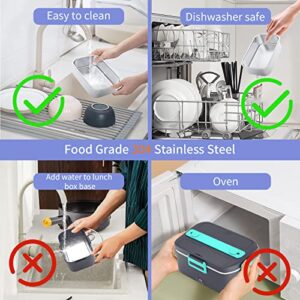 Tlsdosp Electric Lunch Box Food Heater, 75W 1.8L Protable Heated Lunch Box for Adults Work Food Heating, Leak Proof Removable Stainless Steel Container, 12V/24V/110V for Car Truck Home