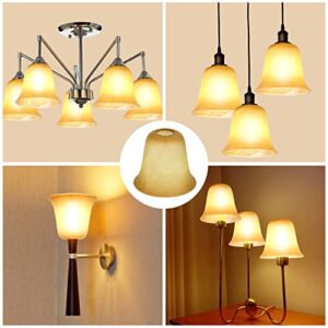 Pangda 3 Pcs Amber Glass Shade Chandelier Shade Cracks Glass Shade Ceiling Fan Light Covers Ceiling Fan Lamp Replacement Bell Shaped Chandelier Shades Antique Lampshade for Vanity Pendant Lighting
