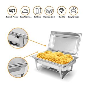 ORNKAT Food Warmers For Parties [2 Pack] 8QT Stainless Steel Chafing Dish Buffet Set,Party Wedding Event Warming Trays For Food With 1*Full Tray+2*Half Trays