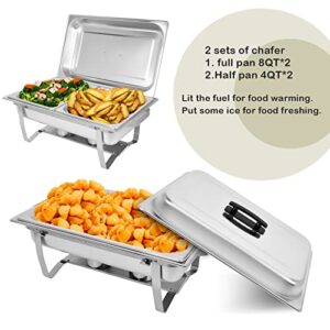 ORNKAT Food Warmers For Parties [2 Pack] 8QT Stainless Steel Chafing Dish Buffet Set,Party Wedding Event Warming Trays For Food With 1*Full Tray+2*Half Trays