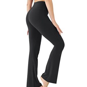 UMSIFEY Women’s Black Flare Yoga Pants, Buttery Soft High Waisted Casual Bootcut Leggings Workout Lounge Palazzo Pants