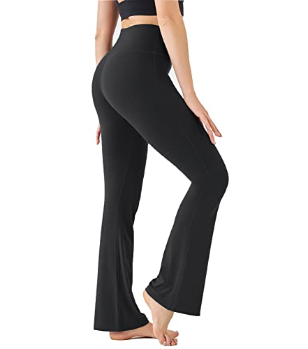 UMSIFEY Women’s Black Flare Yoga Pants, Buttery Soft High Waisted Casual Bootcut Leggings Workout Lounge Palazzo Pants