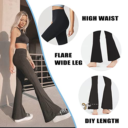 UMSIFEY Women’s Black Flare Yoga Pants, Buttery Soft High Waisted Casual Bootcut Leggings Workout Lounge Palazzo Pants