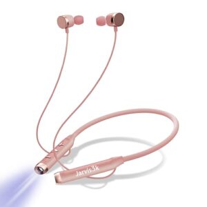 jarvis 3k flashlight wireless headphone neckband reading light with bluetooth earbuds (pink)
