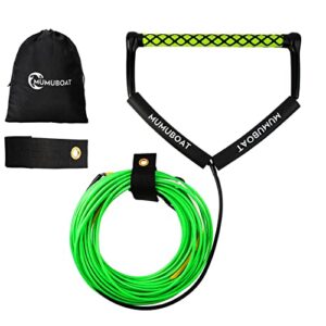 mumuboat dyneema wakeboard rope 75ft, no stretch wakeboard rope and handle water ski rope for watersports, 4 sections floating wakeboard tow rope for kneeboarding and wakesurfing
