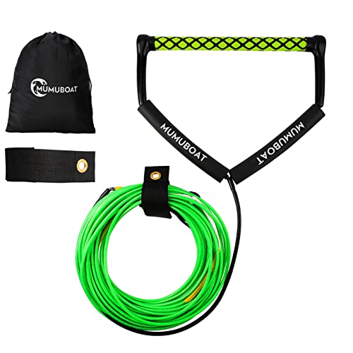 MUMUBOAT Dyneema Wakeboard Rope 75ft, No Stretch Wakeboard Rope and Handle Water Ski Rope for Watersports, 4 Sections Floating Wakeboard Tow Rope for Kneeboarding and Wakesurfing