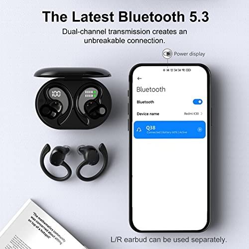 Wireless Earbuds Bluetooth Headphones, Bluetooth 5.3 Earbuds Sport Immersive HiFi Stereo Over Ear Buds, 48Hrs Earphones in Ear with Earhooks, HD Mic, IP7 Waterproof Headset for Workout Running [2023]