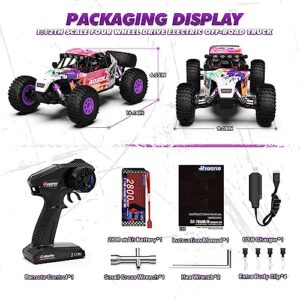 RIAARIO 1:12 RTR Brushless RC Desert Cars for Adults, Max 45MPH Fast RC Cars, Monster Truck with Independent ESC, 4X4 RC Truck for Boys, All Terrain Remote Control Car with Oil Filled Shocks(Purple)