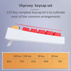 VKPROEY PBT Keycaps Set 137Key XDA Profile, Dye-Sublimation, Customized Keycaps with Puller for Mechanical Gaming Keyboard, Compatible with Gateron MX Switches, Fits 96/98/104/108 Major-Sizes