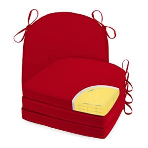 focuprodu set of 4 pack kitchen chair cushions.17x16 inchs soft indoor/outdoor chair cushions for kitchen dining chairs,office chair,removable and replaceable outdoor seat cushions. (red)