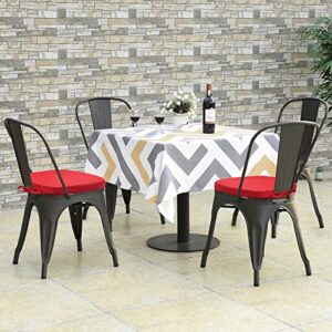 GUEGLSA Outdoor Waterproof Seat Cushions 14x14 inch, Non Slip Metal Chair Pad with Ties, U Shaped Metal Chair Cushion for Kitchen Dining Patio Chair, Set of 2, Red