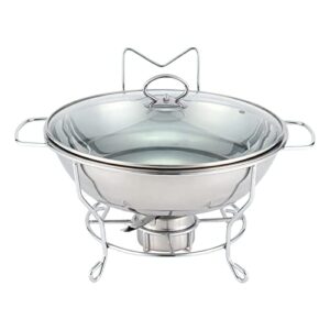 ieudns stainless steel round buffet chafer with cover multifunction durable three.5l serving tray holder chafing dish warming tray for weddings parties