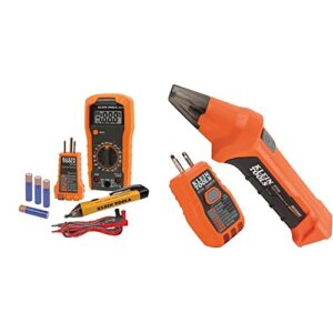 klein tools 69149p electrical test kit with digital multimeter & et310 ac circuit breaker finder, electric tester with integrated gfci outlet tester