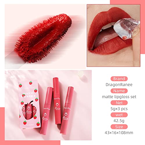 3 Piece Nude Matte Lipstick Set,Natural Nude Lipstick Velvet Air Moisture Smooth Crayon Lip Stain,Matte Lipstick 24 Hour Superstay,Long Lasting Waterproof Lip Gloss Lipstick for Women Makeup(Set C)