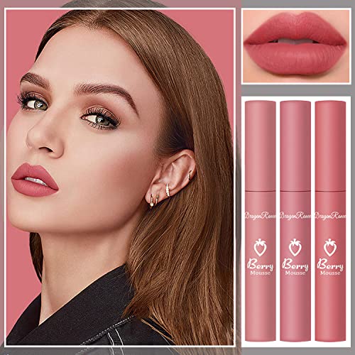 3 Piece Nude Matte Lipstick Set,Natural Nude Lipstick Velvet Air Moisture Smooth Crayon Lip Stain,Matte Lipstick 24 Hour Superstay,Long Lasting Waterproof Lip Gloss Lipstick for Women Makeup(Set C)