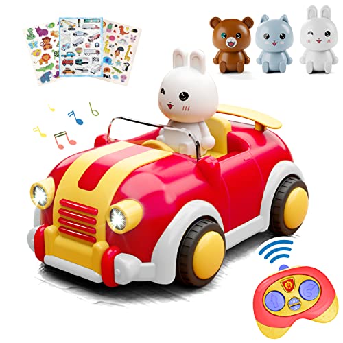 LOVE LIFE Girls Toys Age 3+,Remote Control Cartoon Car for Toddler with Music and Lights,2.4GHz Baby Radio Control Toys Education Gifts