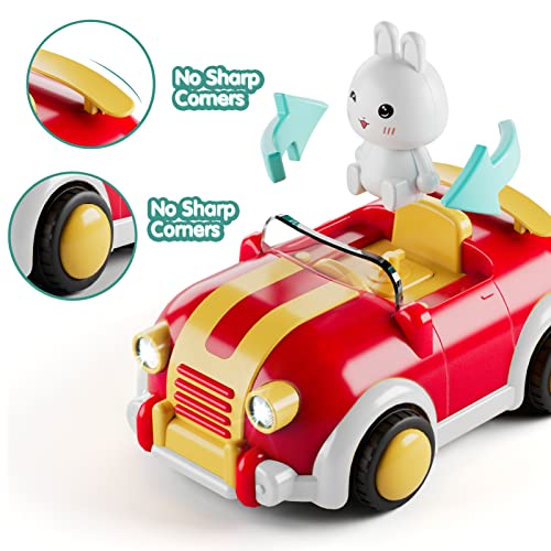 LOVE LIFE Girls Toys Age 3+,Remote Control Cartoon Car for Toddler with Music and Lights,2.4GHz Baby Radio Control Toys Education Gifts